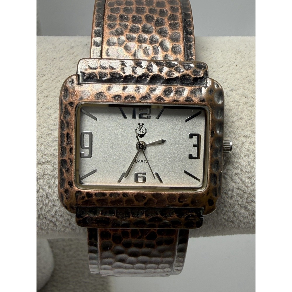 Premier Designs E-11 New Battery Ladies Cuff Watch Bronze Tone 33MM 6.25"